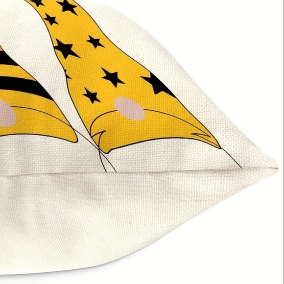 New Home Deco Linen Blend Set of 4 Bee Theme Pillowcases - Picture 6 of 8